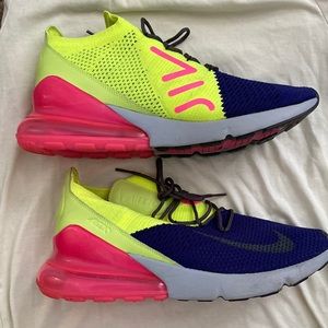 Nike Air Max 270 Flyknit M SZ10 Blue Pink Green Volt